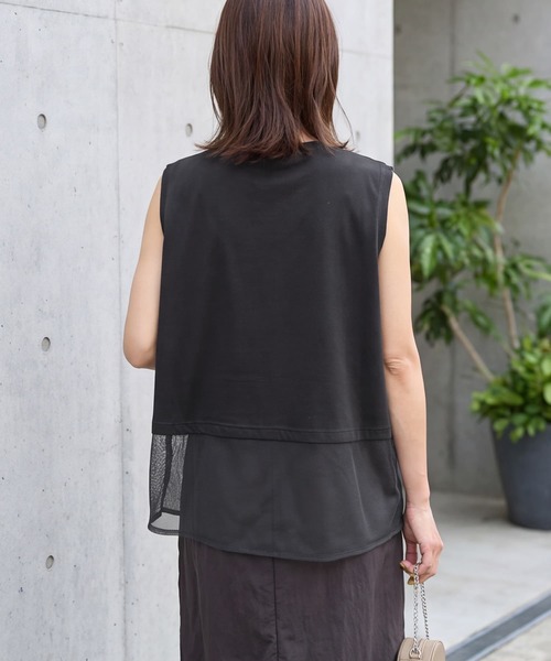 STYLE DELI(スタイルデリ)の「【selection】裾メッシュレイヤードノースリカットtops(タンクトップ・レディース・ホワイト/ブラック/カーキ・FREE)」の16枚目の写真