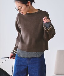 【WEB限定 Wardrobe DAILY MINIMAL】リバーシブルボーダー ニットプルオーバー ウォッシャブル