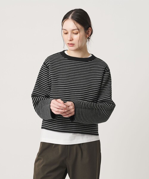 BEAUTY&YOUTH UNITED ARROWS(ビューティーアンドユースユナイテッドアローズ)の「【WEB限定 Wardrobe DAILY MINIMAL】リバーシブルボーダー ニットプルオーバー ウォッシャブル(ニット/セーター・レディース・ネイビー/ダークブラウン/ブラック・FREE)」の4枚目の写真