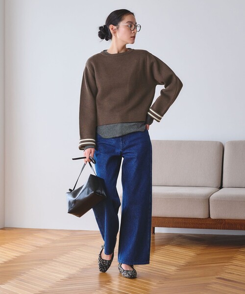 BEAUTY&YOUTH UNITED ARROWS(ビューティーアンドユースユナイテッドアローズ)の「【WEB限定 Wardrobe DAILY MINIMAL】リバーシブルボーダー ニットプルオーバー ウォッシャブル(ニット/セーター・レディース・ネイビー/ダークブラウン/ブラック・FREE)」の8枚目の写真