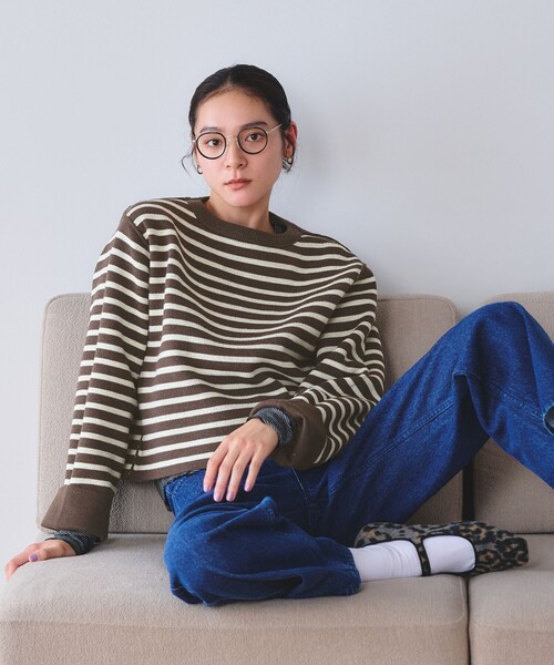 BEAUTY&YOUTH UNITED ARROWS(ビューティーアンドユースユナイテッドアローズ)の「【WEB限定 Wardrobe DAILY MINIMAL】リバーシブルボーダー ニットプルオーバー ウォッシャブル(ニット/セーター・レディース・ネイビー/ダークブラウン/ブラック・FREE)」の11枚目の写真