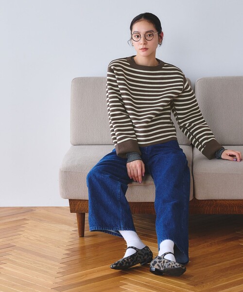 BEAUTY&YOUTH UNITED ARROWS(ビューティーアンドユースユナイテッドアローズ)の「【WEB限定 Wardrobe DAILY MINIMAL】リバーシブルボーダー ニットプルオーバー ウォッシャブル(ニット/セーター・レディース・ネイビー/ダークブラウン/ブラック・FREE)」の12枚目の写真