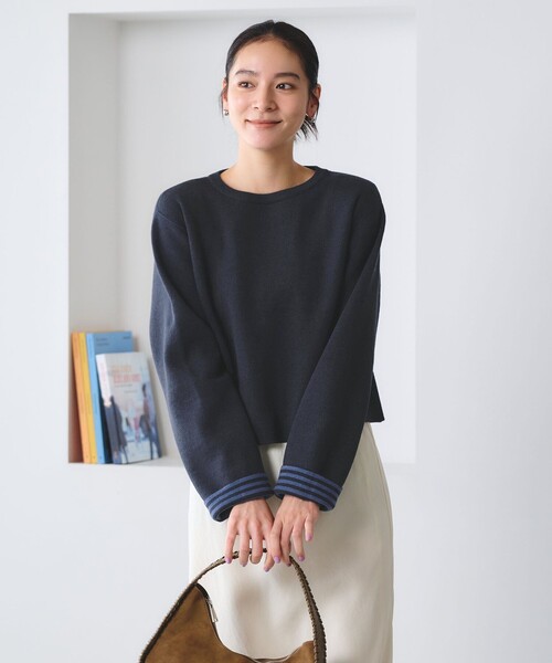 BEAUTY&YOUTH UNITED ARROWS(ビューティーアンドユースユナイテッドアローズ)の「【WEB限定 Wardrobe DAILY MINIMAL】リバーシブルボーダー ニットプルオーバー ウォッシャブル(ニット/セーター・レディース・ネイビー/ダークブラウン/ブラック・FREE)」の13枚目の写真