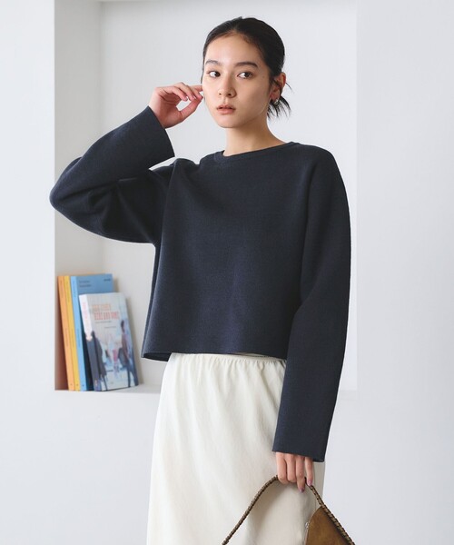 BEAUTY&YOUTH UNITED ARROWS(ビューティーアンドユースユナイテッドアローズ)の「【WEB限定 Wardrobe DAILY MINIMAL】リバーシブルボーダー ニットプルオーバー ウォッシャブル(ニット/セーター・レディース・ネイビー/ダークブラウン/ブラック・FREE)」の14枚目の写真