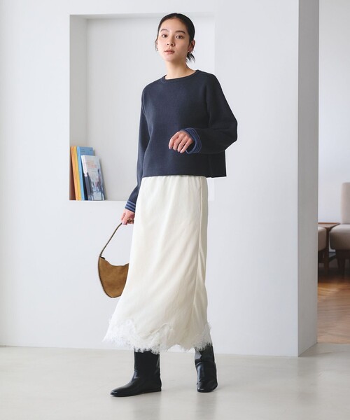 BEAUTY&YOUTH UNITED ARROWS(ビューティーアンドユースユナイテッドアローズ)の「【WEB限定 Wardrobe DAILY MINIMAL】リバーシブルボーダー ニットプルオーバー ウォッシャブル(ニット/セーター・レディース・ネイビー/ダークブラウン/ブラック・FREE)」の16枚目の写真