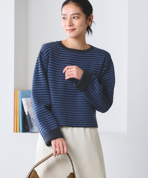 BEAUTY&YOUTH UNITED ARROWS(ビューティーアンドユースユナイテッドアローズ)の「【WEB限定 Wardrobe DAILY MINIMAL】リバーシブルボーダー ニットプルオーバー ウォッシャブル(ニット/セーター・レディース・ネイビー/ダークブラウン/ブラック・FREE)」の18枚目の写真