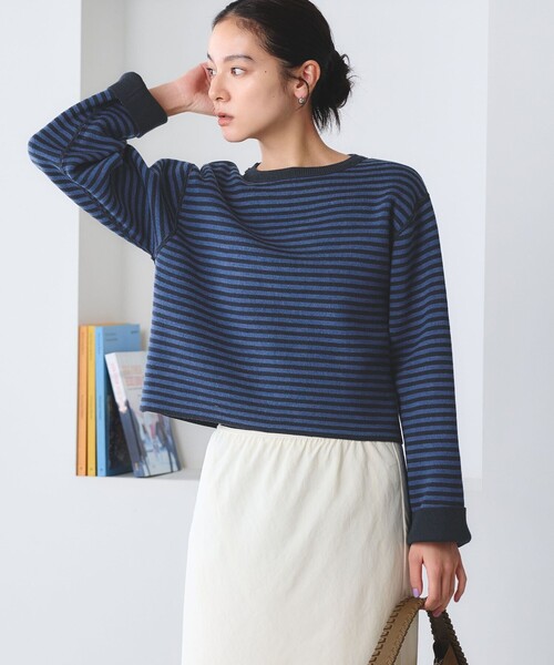 BEAUTY&YOUTH UNITED ARROWS(ビューティーアンドユースユナイテッドアローズ)の「【WEB限定 Wardrobe DAILY MINIMAL】リバーシブルボーダー ニットプルオーバー ウォッシャブル(ニット/セーター・レディース・ネイビー/ダークブラウン/ブラック・FREE)」の19枚目の写真