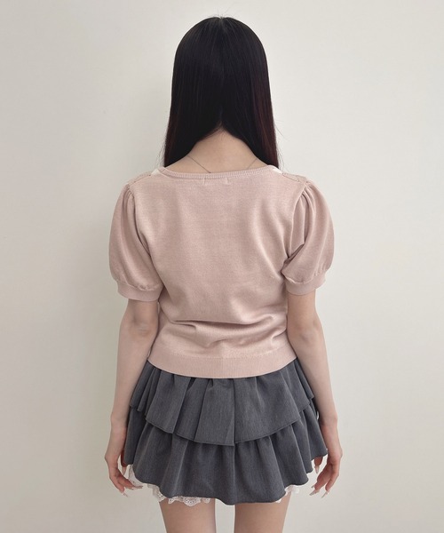 INGNI（イング）の「フロントリボンレイヤード風アーガイルニット（ニット/セーター・レディース・グレー/ボルドー/ピンクベージュ・M）」の11枚目の写真