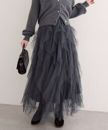 ラッフルフリルチュールスカート