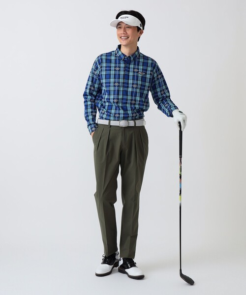 BEAMS GOLF（ビームスゴルフ）の「PURPLE LABEL / エンブレムチェック モチーフ シャツ（吸水速乾）（ポロシャツ・メンズ・その他/ブルー・S/M/L/XL）」の3枚目の写真