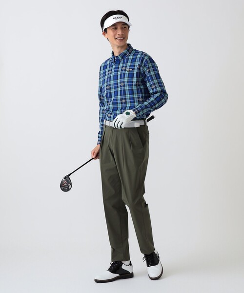 BEAMS GOLF（ビームスゴルフ）の「PURPLE LABEL / エンブレムチェック モチーフ シャツ（吸水速乾）（ポロシャツ・メンズ・その他/ブルー・S/M/L/XL）」の5枚目の写真