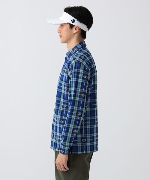 BEAMS GOLF（ビームスゴルフ）の「PURPLE LABEL / エンブレムチェック モチーフ シャツ（吸水速乾）（ポロシャツ・メンズ・その他/ブルー・S/M/L/XL）」の8枚目の写真