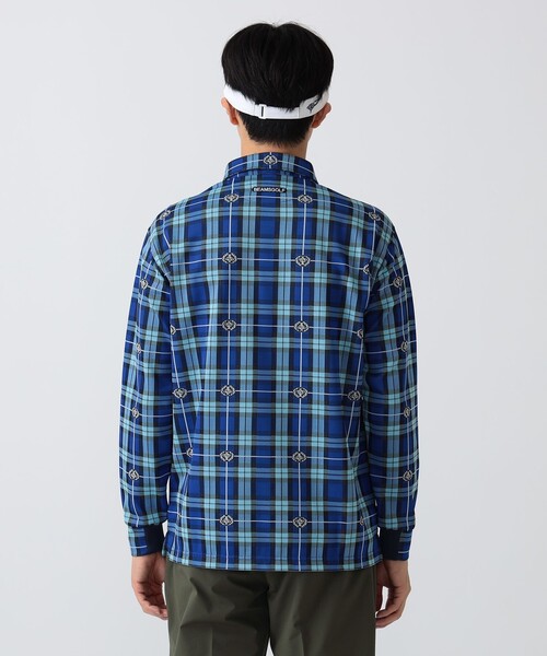 BEAMS GOLF（ビームスゴルフ）の「PURPLE LABEL / エンブレムチェック モチーフ シャツ（吸水速乾）（ポロシャツ・メンズ・その他/ブルー・S/M/L/XL）」の9枚目の写真