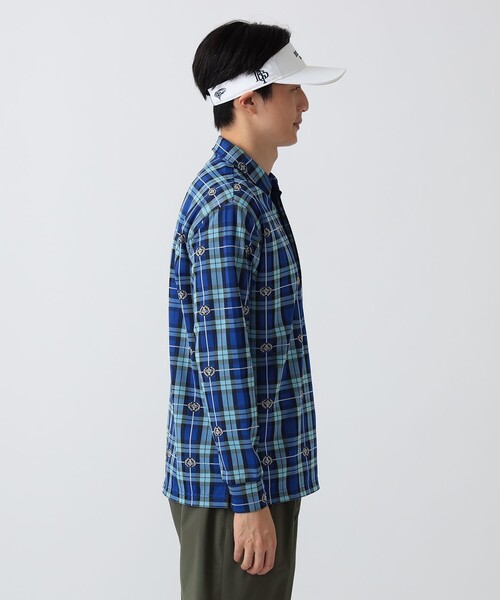 BEAMS GOLF（ビームスゴルフ）の「PURPLE LABEL / エンブレムチェック モチーフ シャツ（吸水速乾）（ポロシャツ・メンズ・その他/ブルー・S/M/L/XL）」の10枚目の写真
