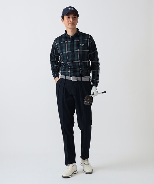BEAMS GOLF（ビームスゴルフ）の「PURPLE LABEL / エンブレムチェック モチーフ シャツ（吸水速乾）（ポロシャツ・メンズ・その他/ブルー・S/M/L/XL）」の12枚目の写真