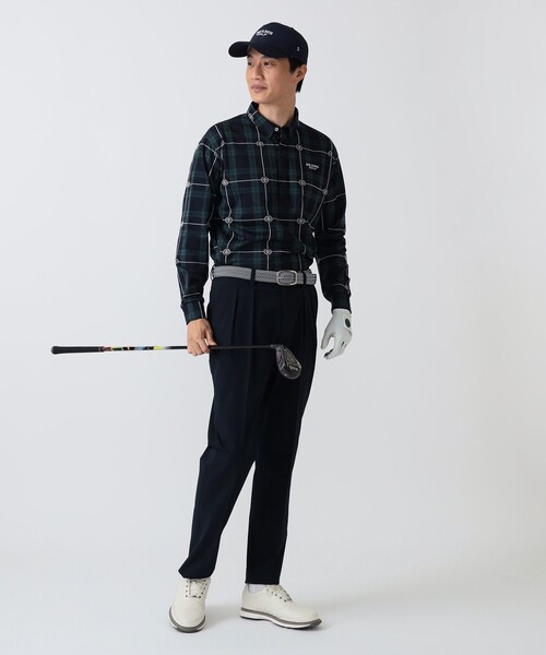 BEAMS GOLF（ビームスゴルフ）の「PURPLE LABEL / エンブレムチェック モチーフ シャツ（吸水速乾）（ポロシャツ・メンズ・その他/ブルー・S/M/L/XL）」の13枚目の写真