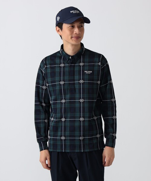 BEAMS GOLF（ビームスゴルフ）の「PURPLE LABEL / エンブレムチェック モチーフ シャツ（吸水速乾）（ポロシャツ・メンズ・その他/ブルー・S/M/L/XL）」の14枚目の写真