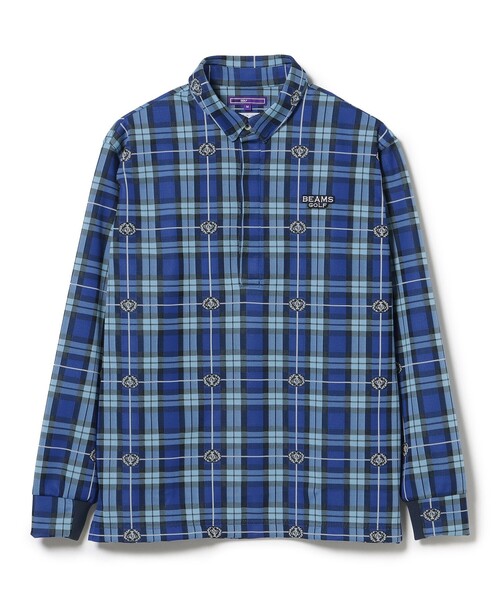 BEAMS GOLF（ビームスゴルフ）の「PURPLE LABEL / エンブレムチェック モチーフ シャツ（吸水速乾）（ポロシャツ・メンズ・その他/ブルー・S/M/L/XL）」の16枚目の写真