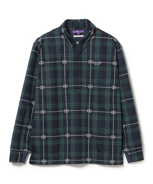 BEAMS GOLF（ビームスゴルフ）の「PURPLE LABEL / エンブレムチェック モチーフ シャツ（吸水速乾）（ポロシャツ・メンズ・その他/ブルー・S/M/L/XL）」の19枚目の写真