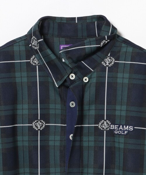 BEAMS GOLF（ビームスゴルフ）の「PURPLE LABEL / エンブレムチェック モチーフ シャツ（吸水速乾）（ポロシャツ・メンズ・その他/ブルー・S/M/L/XL）」の20枚目の写真