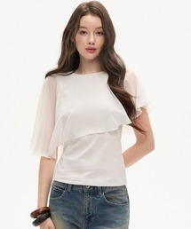 シフォン切り替えブラウス