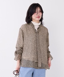 レオパードボウタイシフォンブラウス