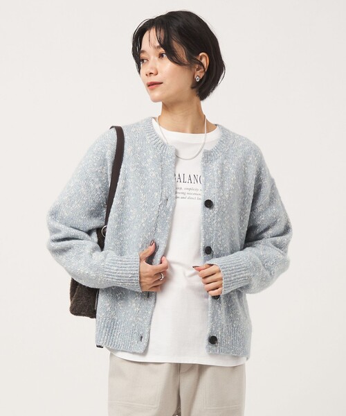 green label relaxing(グリーンレーベルリラクシング)の「ミックスヤーン スキッパー カーディガン(カーディガン/ボレロ・レディース・ベージュ/ライトブルー/ブラック/モカ・FREE)」の4枚目の写真
