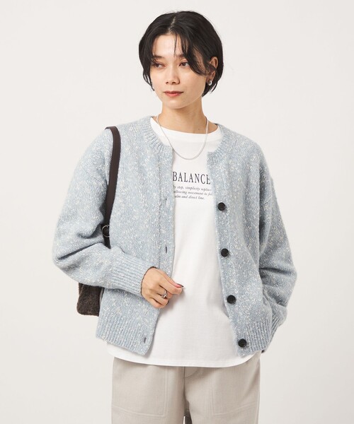 green label relaxing(グリーンレーベルリラクシング)の「ミックスヤーン スキッパー カーディガン(カーディガン/ボレロ・レディース・ベージュ/ライトブルー/ブラック/モカ・FREE)」の19枚目の写真