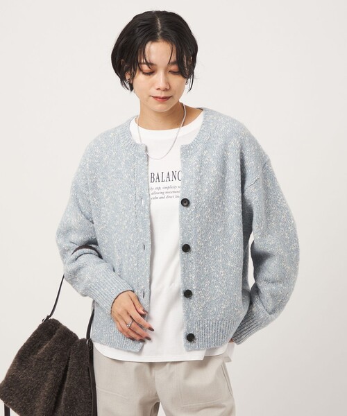 green label relaxing(グリーンレーベルリラクシング)の「ミックスヤーン スキッパー カーディガン(カーディガン/ボレロ・レディース・ベージュ/ライトブルー/ブラック/モカ・FREE)」の20枚目の写真