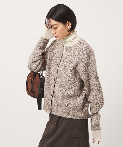 green label relaxing(グリーンレーベルリラクシング)の「ミックスヤーン スキッパー カーディガン(カーディガン/ボレロ・レディース・ベージュ/ライトブルー/ブラック/モカ・FREE)」の5枚目の写真
