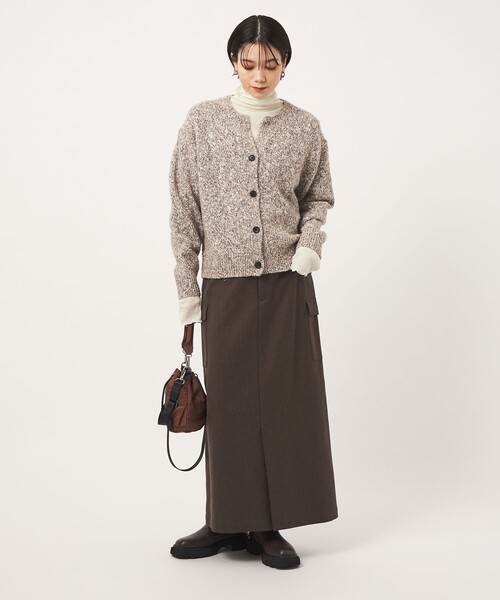 green label relaxing(グリーンレーベルリラクシング)の「ミックスヤーン スキッパー カーディガン(カーディガン/ボレロ・レディース・ベージュ/ライトブルー/ブラック/モカ・FREE)」の7枚目の写真