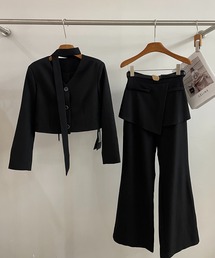 【セットアップ】ショート丈ジャケット&スカート付きパンツ