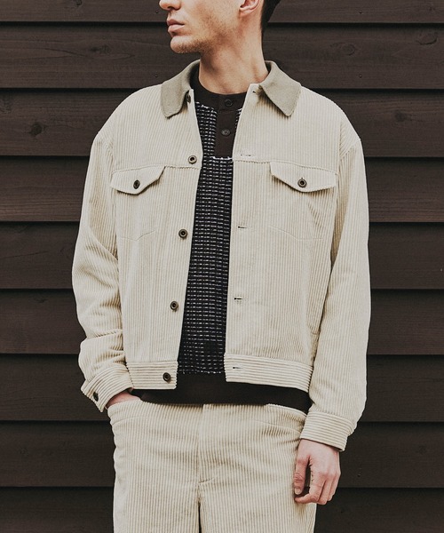 SEAGREEN(シーグリーン)の「SEAGREEN(シーグリーン) WIDE WALE CORDUROY TRACKER JACKET ワイドウェールコーデュロイトラッカージャケット(ブルゾン・メンズ・ブラウン/ライトグレー・3/4/2)」の1枚目の写真