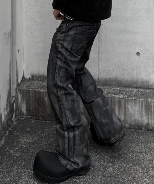 Never mind the XU】vintage waxed flare denim pants / 【ネバー