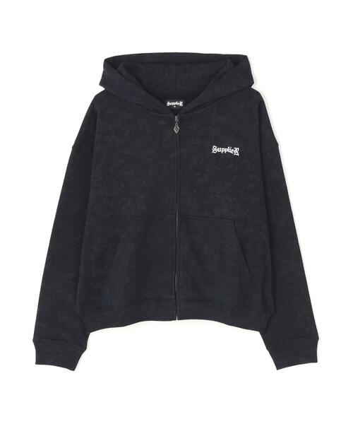 SUPPLIER(サプライヤー)の「SUPPLIER/サプライヤー/Spray Cross Rhinestone Zip Hoodie(パーカー・メンズ・ブラック/ピンク・M/L/XL)」の1枚目の写真