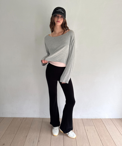 LAZYZ（レイジジ）の「コージーリブ bootカットパンツ (2カラー)（その他パンツ・レディース・ブラック/グレー・F）」の3枚目の写真