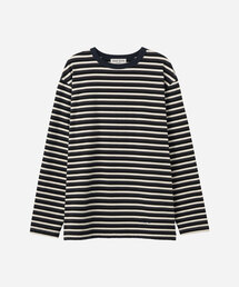 FOLI 両面起毛 ルーズフィット マルチストライプ ロングスリーブ Tシャツ