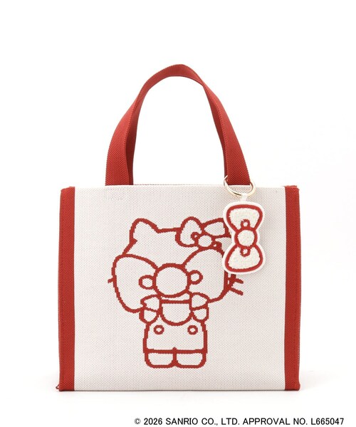 SHOO・LA・RUE(シューラルー)の「【HELLO KITTY コラボ】バイカラーニットトート(トートバッグ・レディース・ホワイト/ブラック・00)」の1枚目の写真