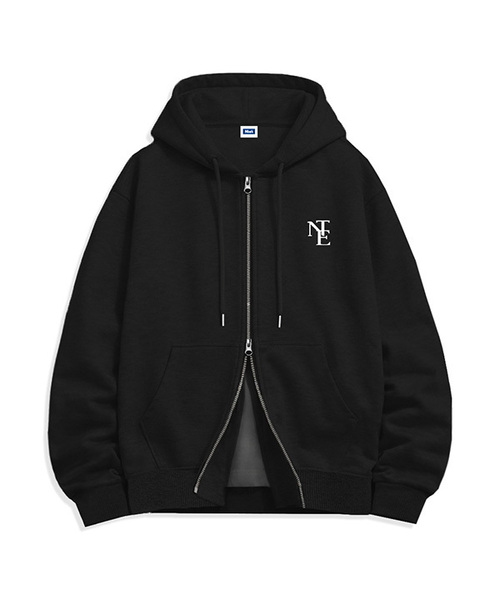 NTET(エンティーイーティー)の「NTE ミニモノグラム 2WAY ジップアップパーカー (4color)(パーカー・メンズ・ホワイト/ブラック/ネイビー/グレー・SMALL/MEDIUM/LARGE/X-LARGE)」の1枚目の写真