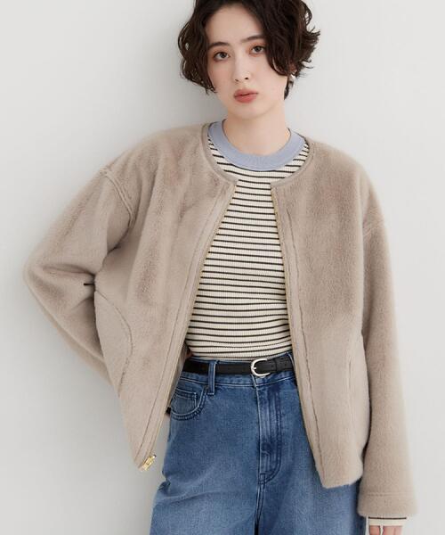 THE SHOP TK (ザ ショップ ティーケー )の「フェイクムートンリバーシブルブルゾン(ブルゾン・レディース・チャコールグレー/ナチュラル/ダークブラウン・12/13)」の3枚目の写真