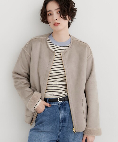 THE SHOP TK (ザ ショップ ティーケー )の「フェイクムートンリバーシブルブルゾン(ブルゾン・レディース・チャコールグレー/ナチュラル/ダークブラウン・12/13)」の20枚目の写真