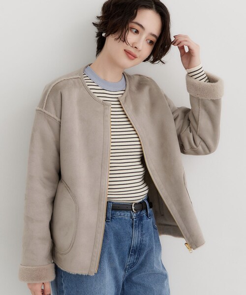 THE SHOP TK (ザ ショップ ティーケー )の「フェイクムートンリバーシブルブルゾン(ブルゾン・レディース・チャコールグレー/ナチュラル/ダークブラウン・12/13)」の21枚目の写真