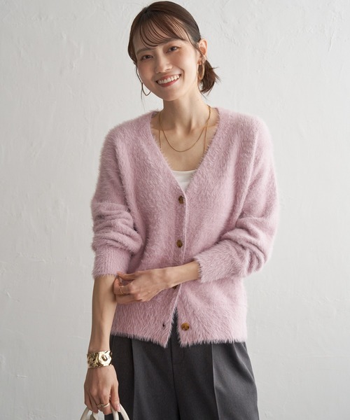 ikka（イッカ）の「フェザーVネックカーディガン（カーディガン/ボレロ・レディース・ピンク/ブルー/グレー/ブラウン系その他・L/M）」の4枚目の写真