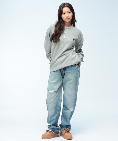 U.S. POLO ASSN.(ユーエスポロアッスン)の「U.S. POLO ASSN. (ユーエスポロアッスン) ヘンリーネック 長袖 Tシャツ メンズ レディース サーマル ワンポイント ロゴ刺繍 ロンT PLM63200(Tシャツ/カットソー・メンズ・グレー/アイボリー/ブラック・L/M/LL)」の16枚目の写真
