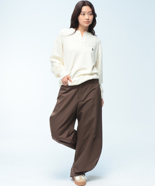 U.S. POLO ASSN.(ユーエスポロアッスン)の「U.S. POLO ASSN. (ユーエスポロアッスン) ヘンリーネック 長袖 Tシャツ メンズ レディース サーマル ワンポイント ロゴ刺繍 ロンT PLM63200(Tシャツ/カットソー・メンズ・グレー/アイボリー/ブラック・L/M/LL)」の6枚目の写真