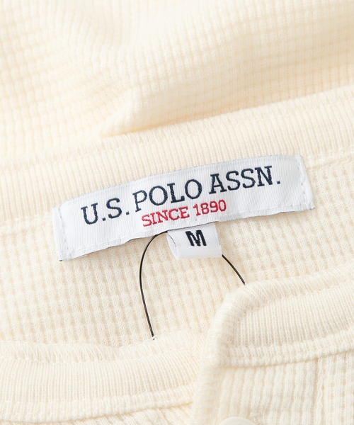 U.S. POLO ASSN.(ユーエスポロアッスン)の「U.S. POLO ASSN. (ユーエスポロアッスン) ヘンリーネック 長袖 Tシャツ メンズ レディース サーマル ワンポイント ロゴ刺繍 ロンT PLM63200(Tシャツ/カットソー・メンズ・グレー/アイボリー/ブラック・L/M/LL)」の13枚目の写真