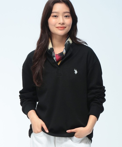 U.S. POLO ASSN.(ユーエスポロアッスン)の「U.S. POLO ASSN. (ユーエスポロアッスン) ヘンリーネック 長袖 Tシャツ メンズ レディース サーマル ワンポイント ロゴ刺繍 ロンT PLM63200(Tシャツ/カットソー・メンズ・グレー/アイボリー/ブラック・L/M/LL)」の18枚目の写真