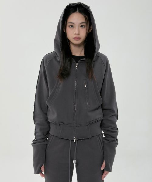 FLAREUP(フレアアップ)の「Nana ジップフーディー (FL-057_Charcoal)(パーカー・レディース・ダークグレー・OS)」の3枚目の写真
