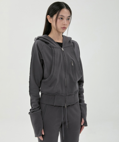 FLAREUP(フレアアップ)の「Nana ジップフーディー (FL-057_Charcoal)(パーカー・レディース・ダークグレー・OS)」の7枚目の写真