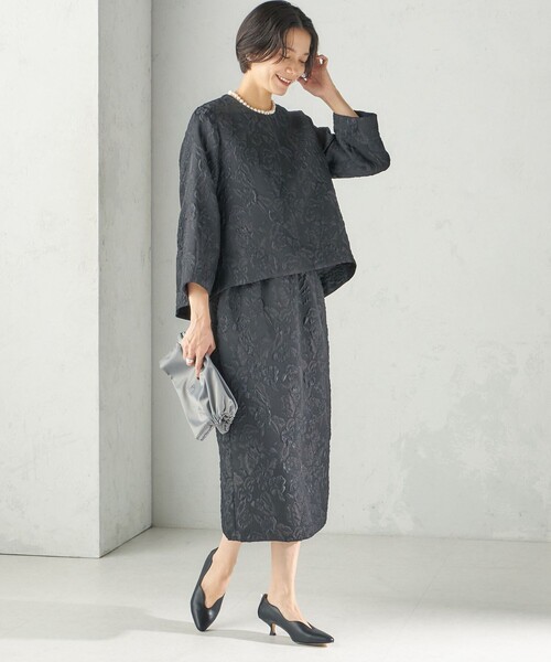 SHIPS(シップス)の「〈手洗い可能〉ジャカード Iライン ブラック ワンピース(ワンピース・レディース・ブラック・36/38)」の6枚目の写真